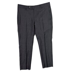 Samuelsohn Dress Pants 120s Wool Trousers Gray Glen Check 32x28